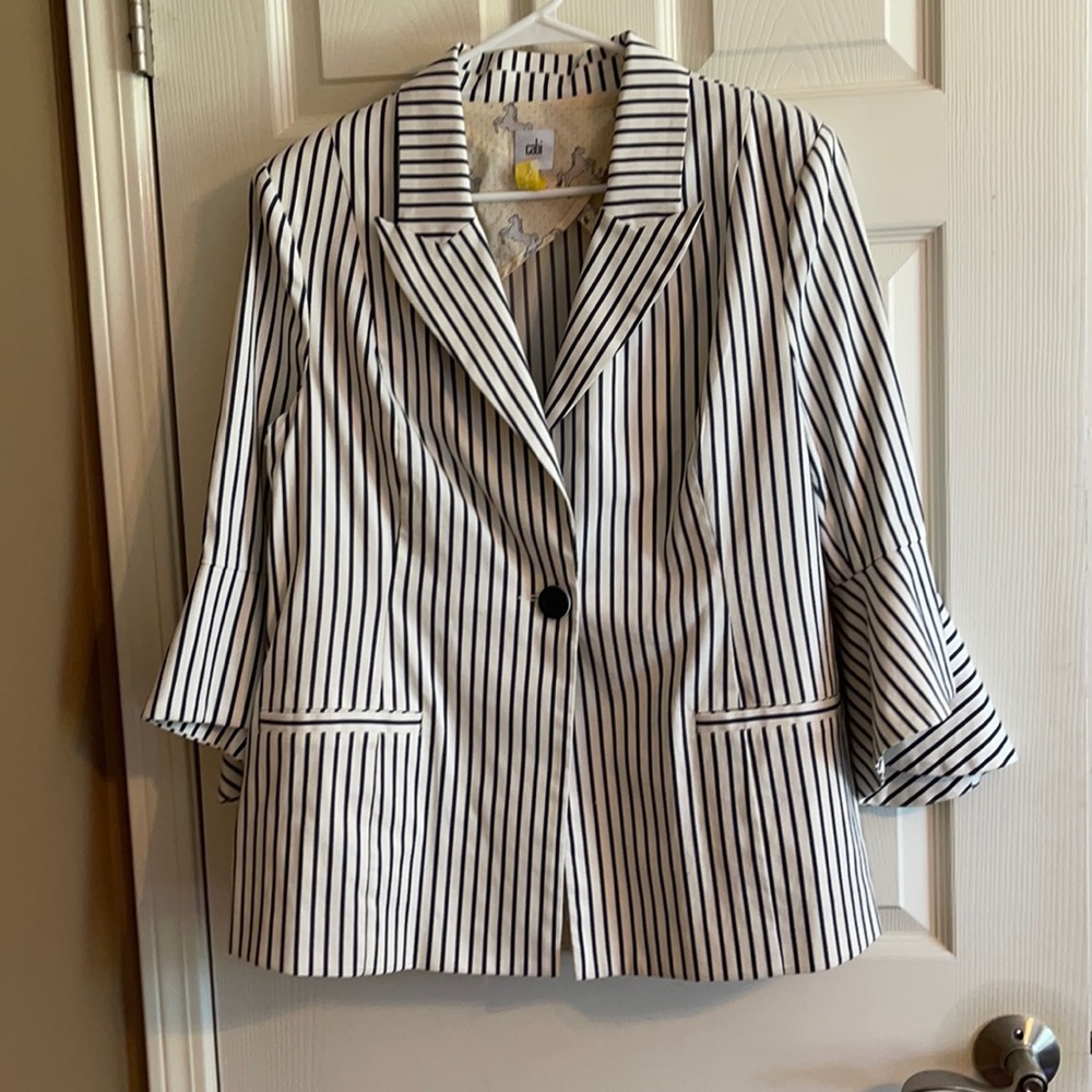 CAbi Black and White Striped Blazer